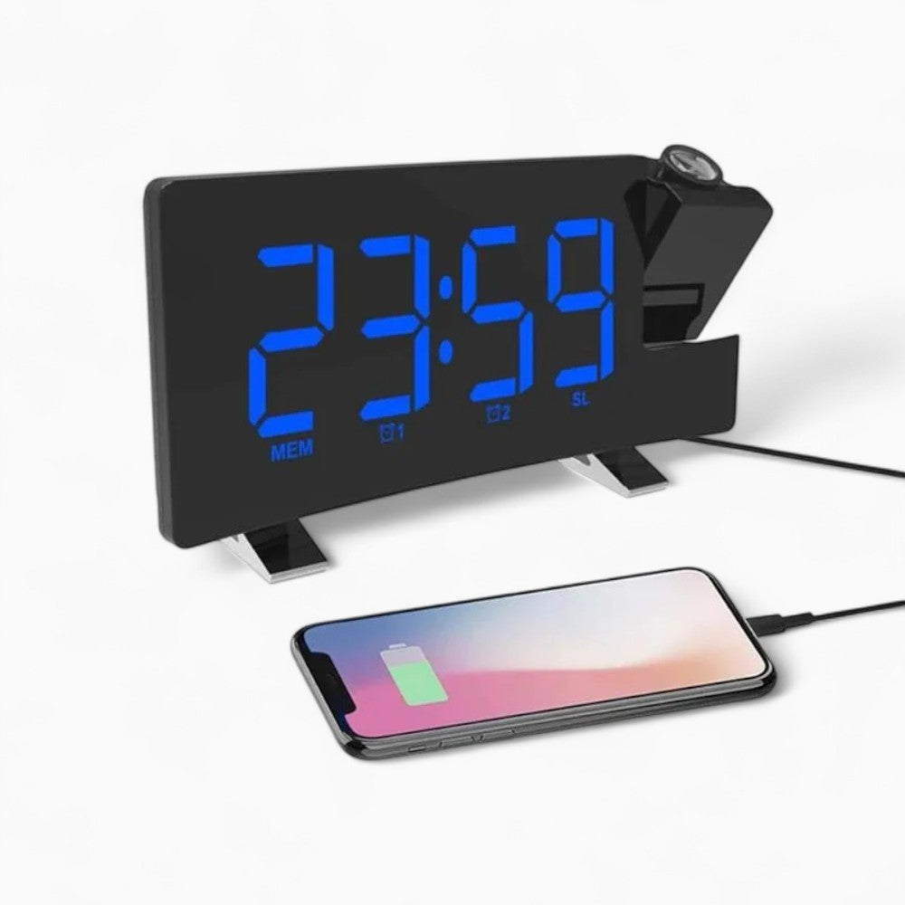 Radio Réveil Projecteur Bleu