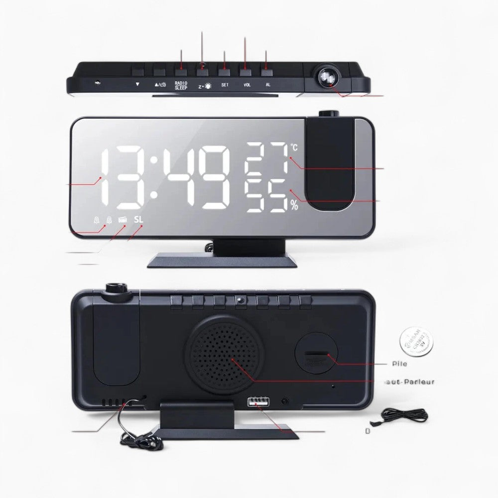 Radio Réveil Projecteur et Température