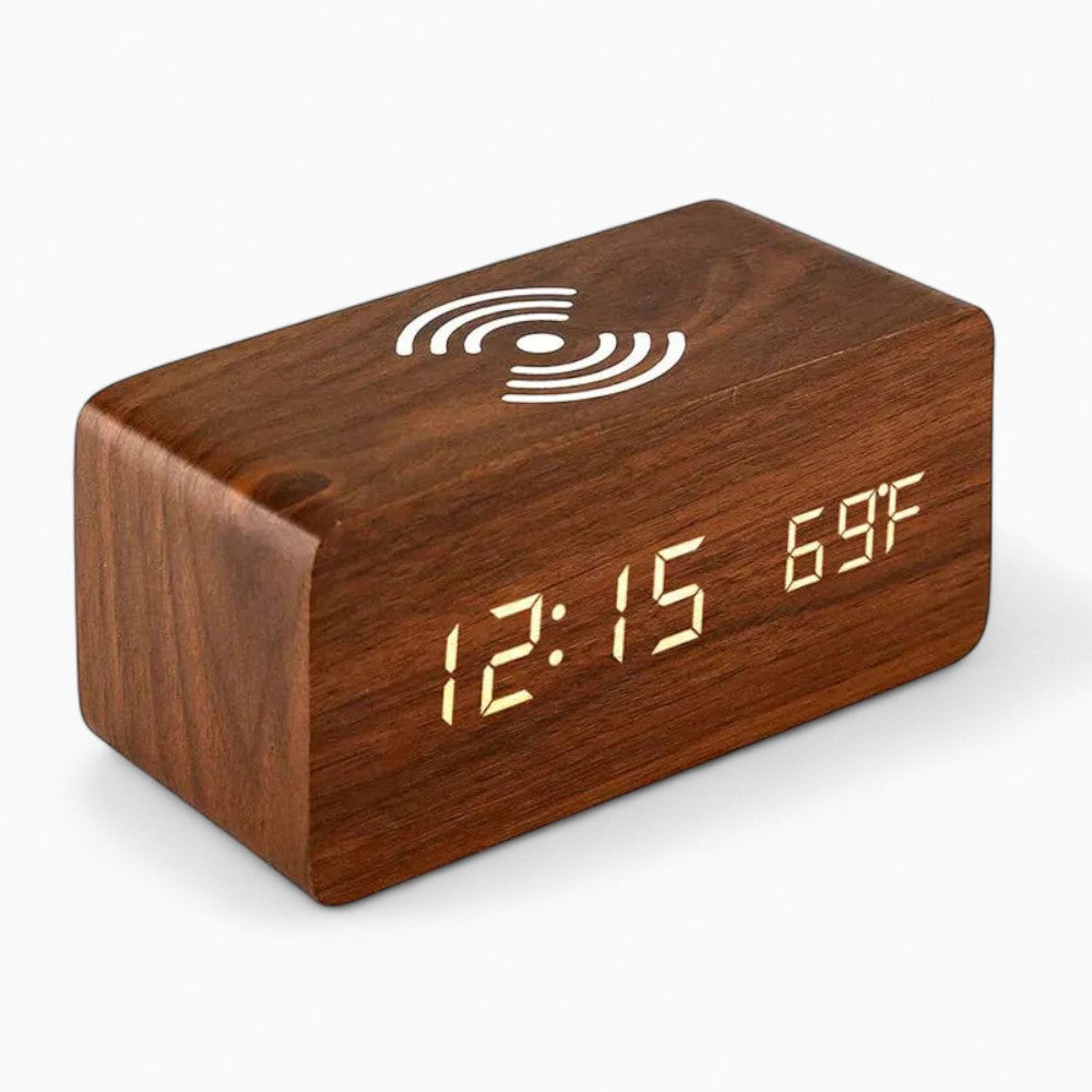 Réveil Bois Chargeur Induction
