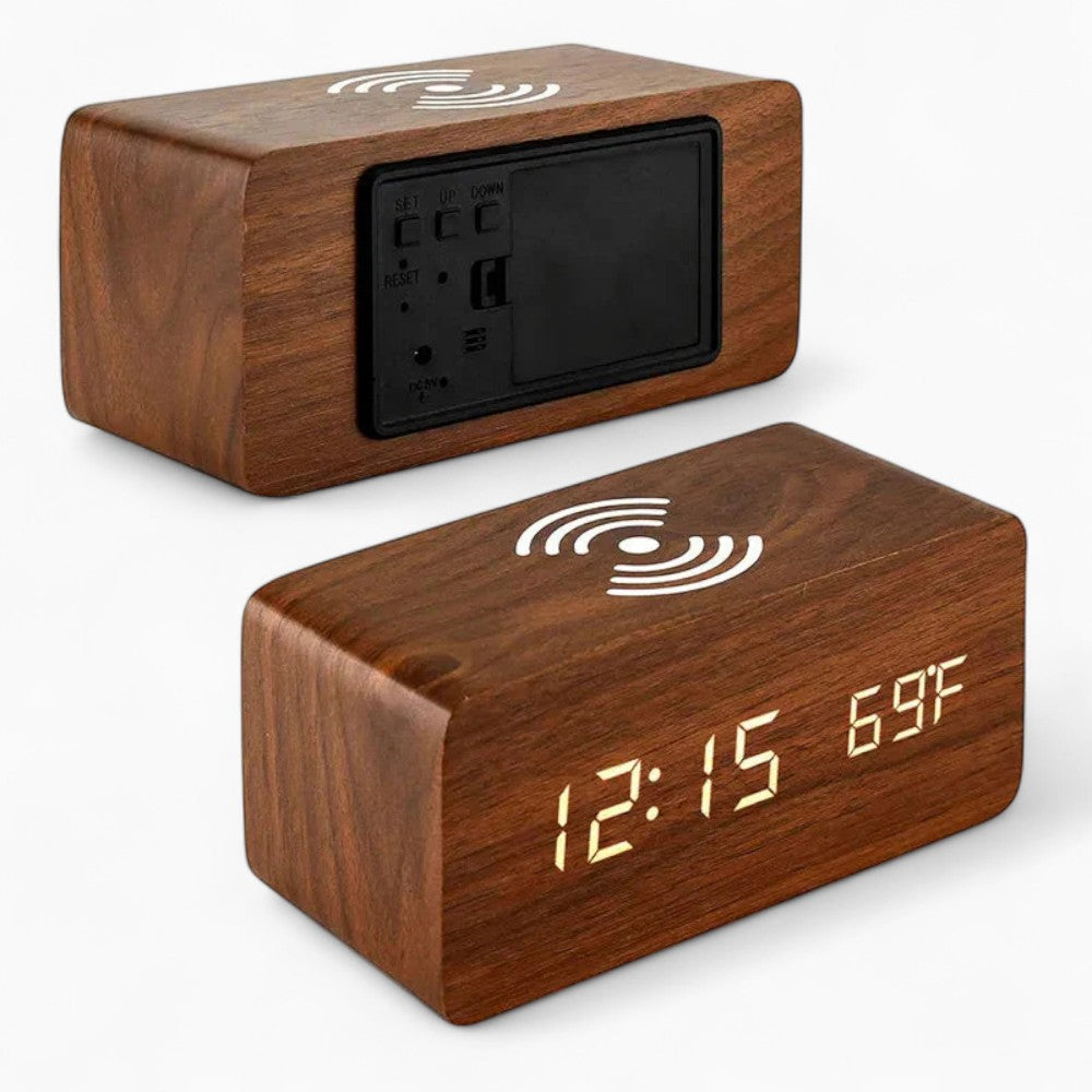 Réveil Bois Chargeur Induction