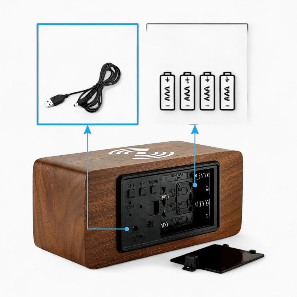 Réveil Bois Chargeur Induction