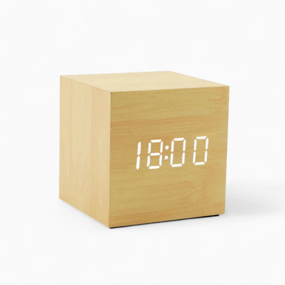 Réveil Bois Cube