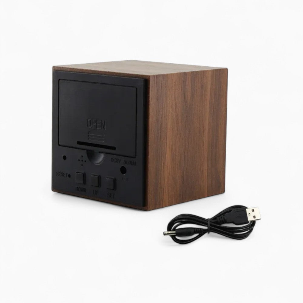 Réveil Bois Cube