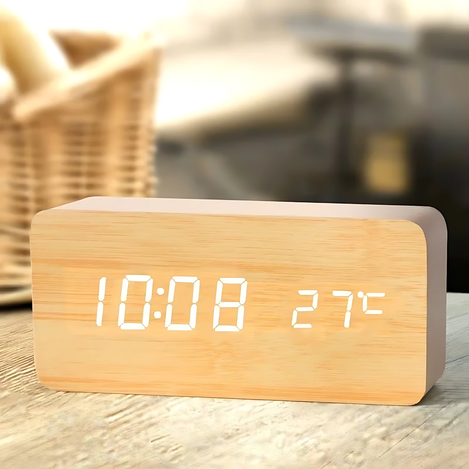 Réveil Bois Led Naturel