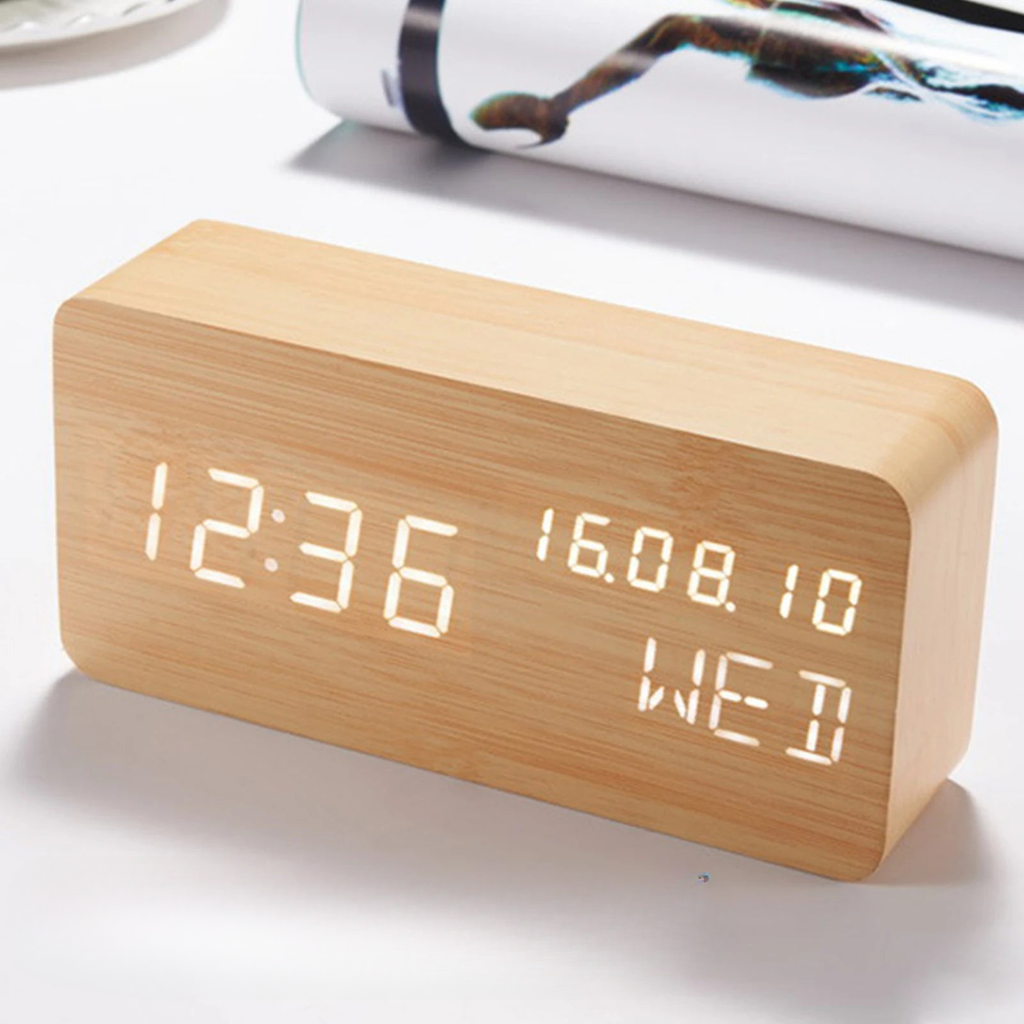 Wecker, Holz, modern