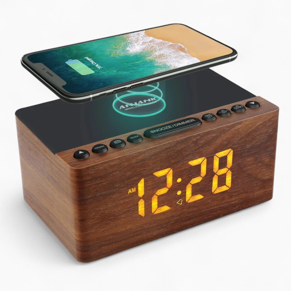 Radio Réveil Bois Induction