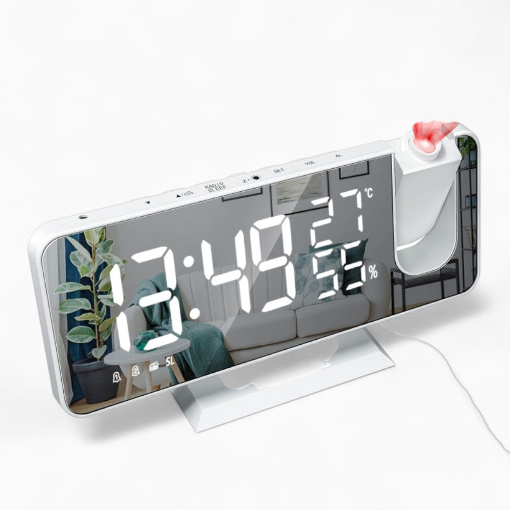 Radio Réveil Projecteur Blanc