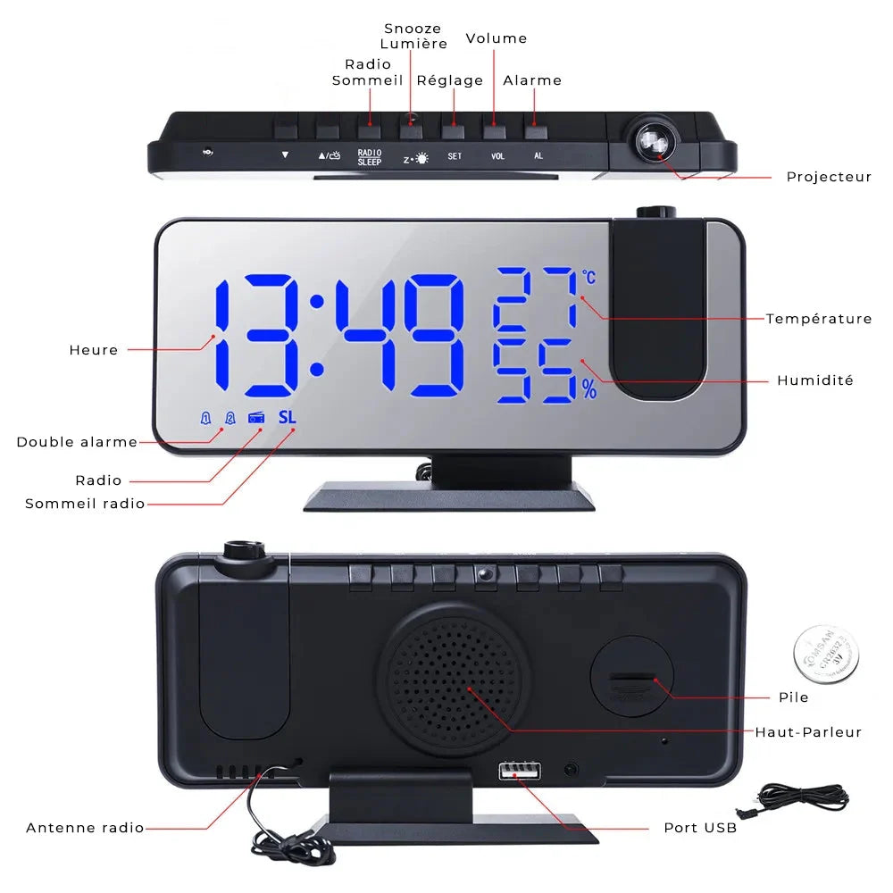 Radiowecker mit Projektion, Design
