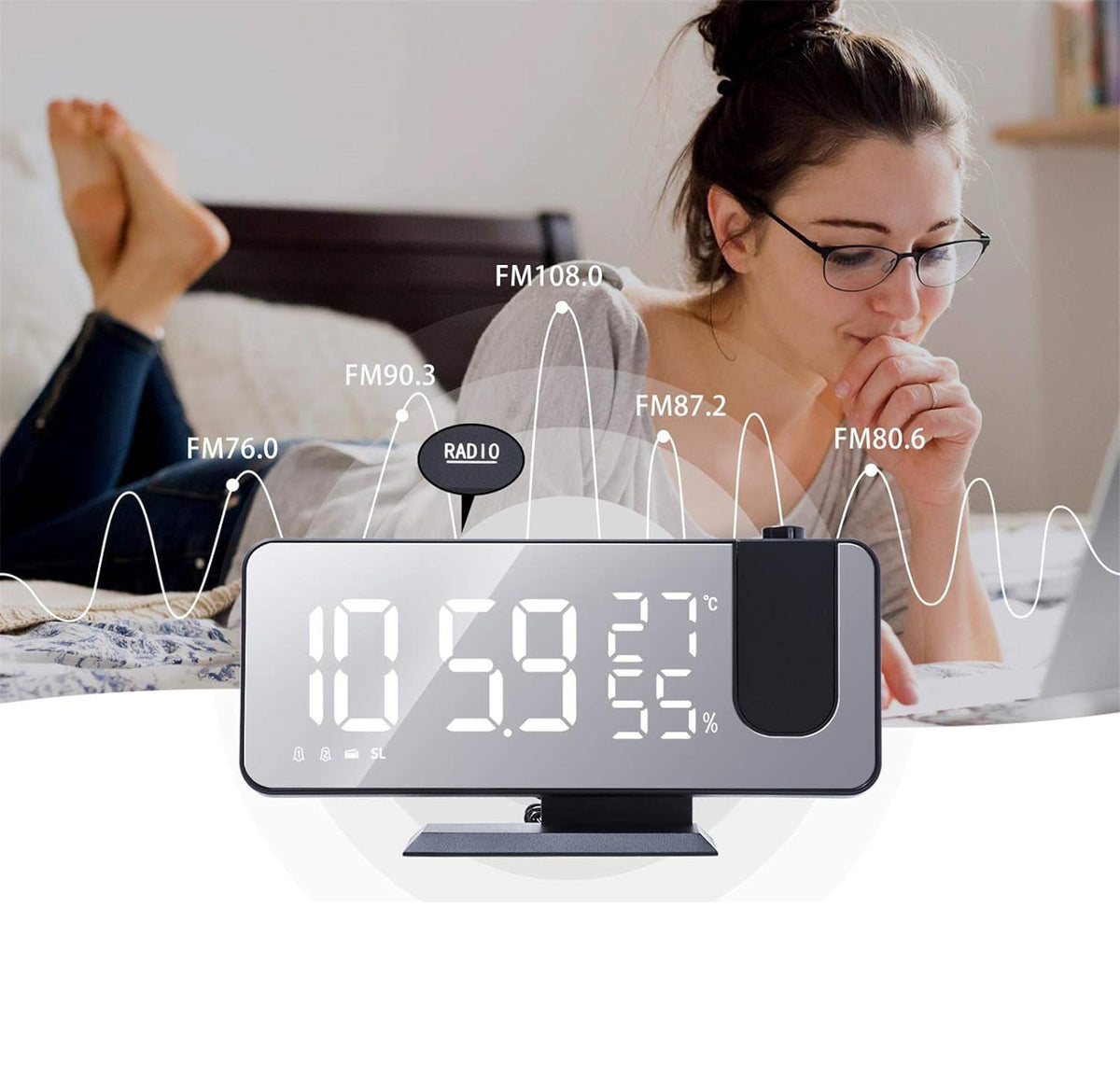 Radio Réveil Projecteur et Température