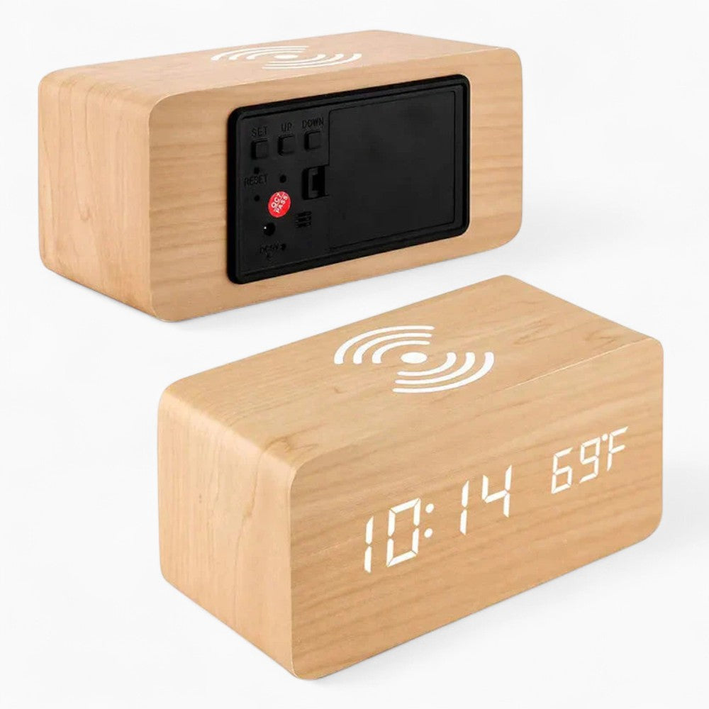 Réveil Bois Chargeur Induction