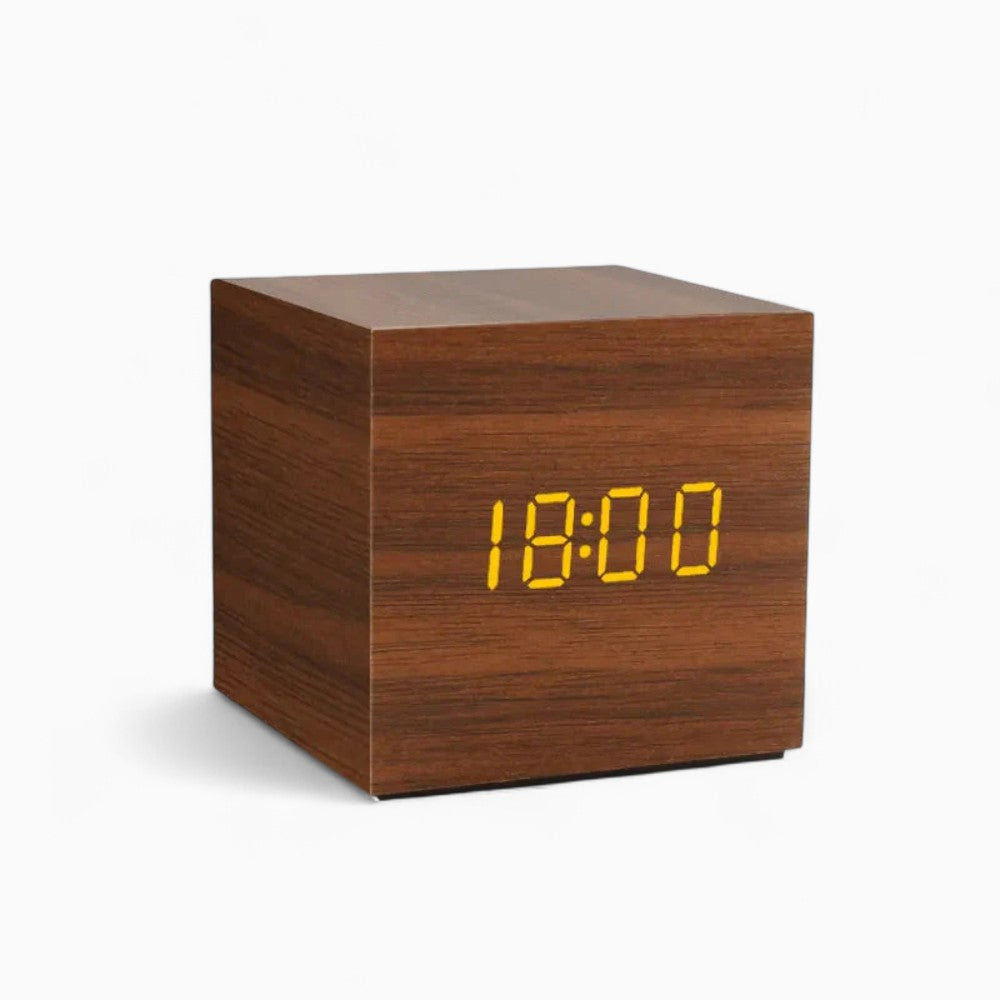 Réveil Bois Cube