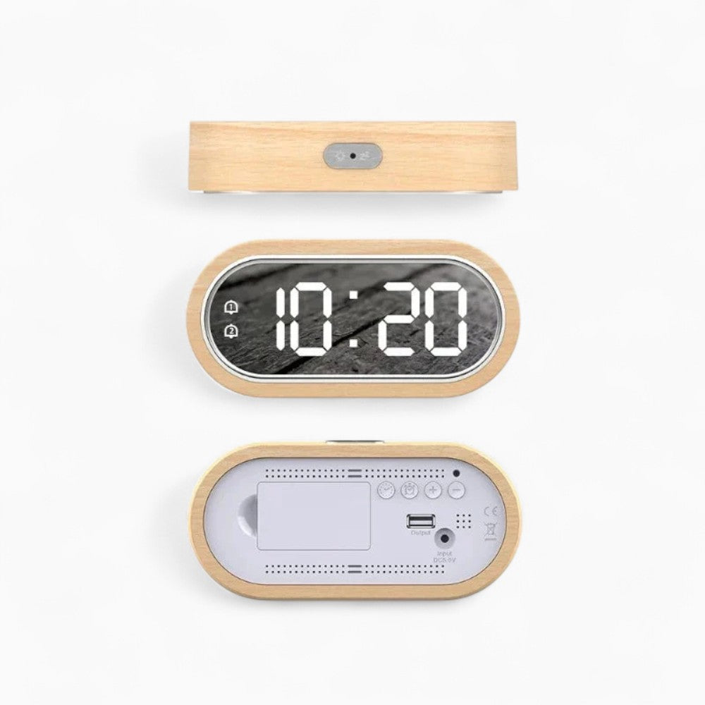 Wecker aus Holz mit LED-Anzeige
