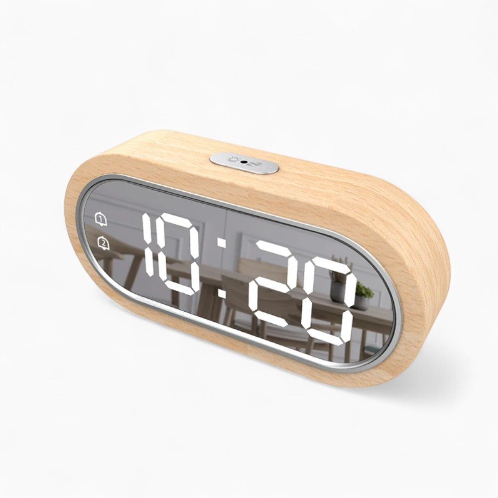 Wecker aus Holz mit LED-Anzeige