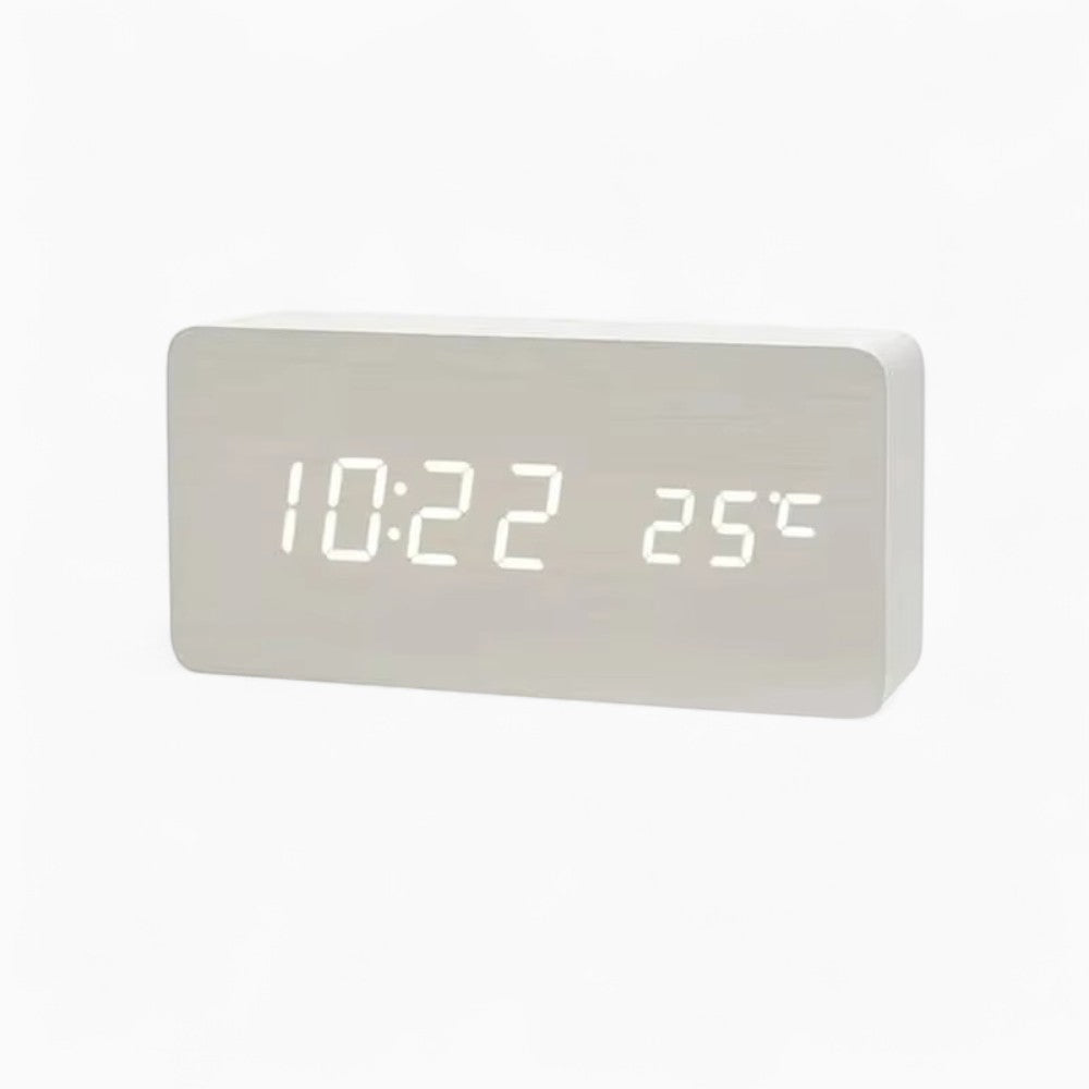 LED-Holzwecker Weiß